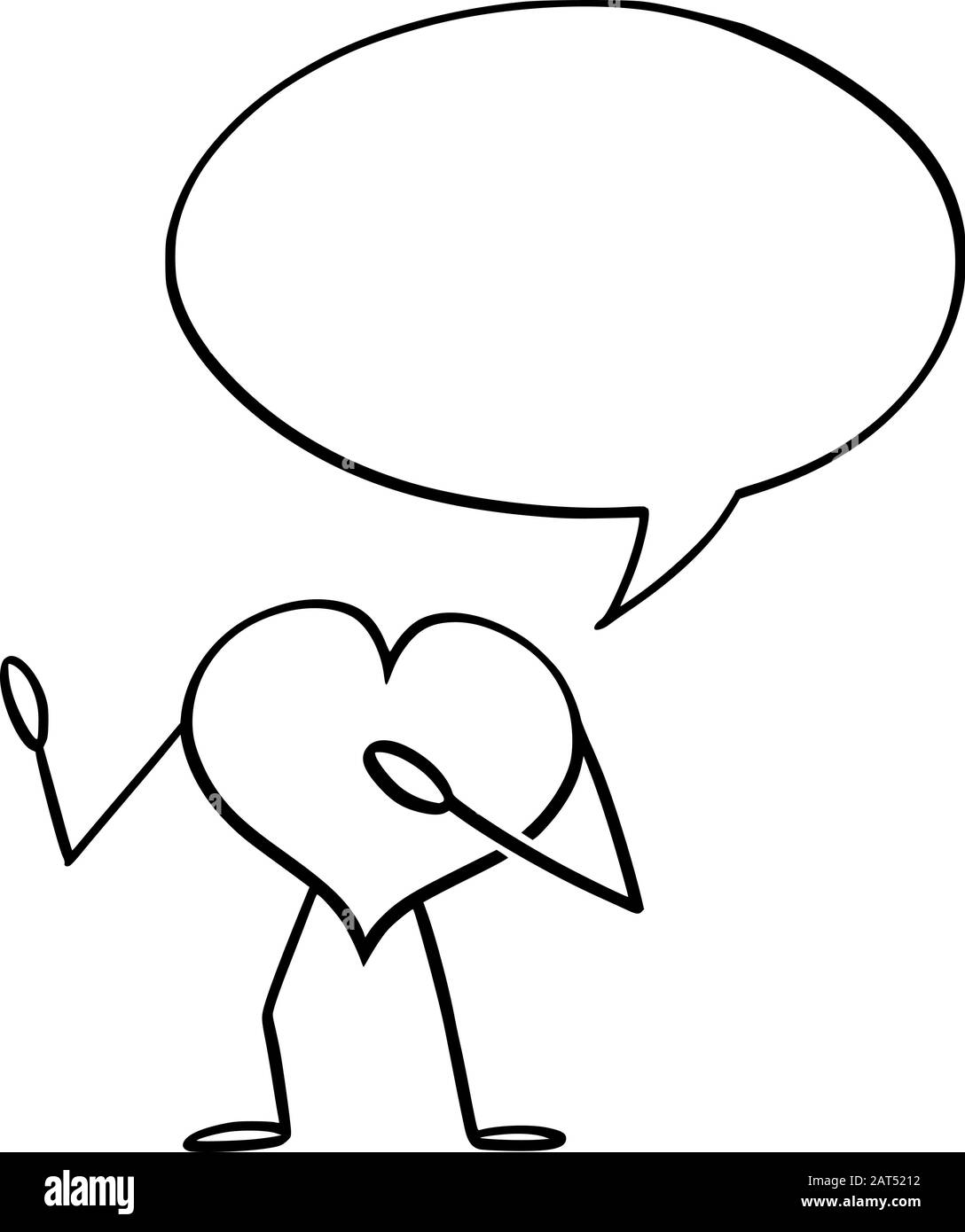 Illustration vectorielle de coeur de bande dessinée le symbole d'amour caractère avec le discours bulle.Valentine publicité ou marketing design. Illustration de Vecteur