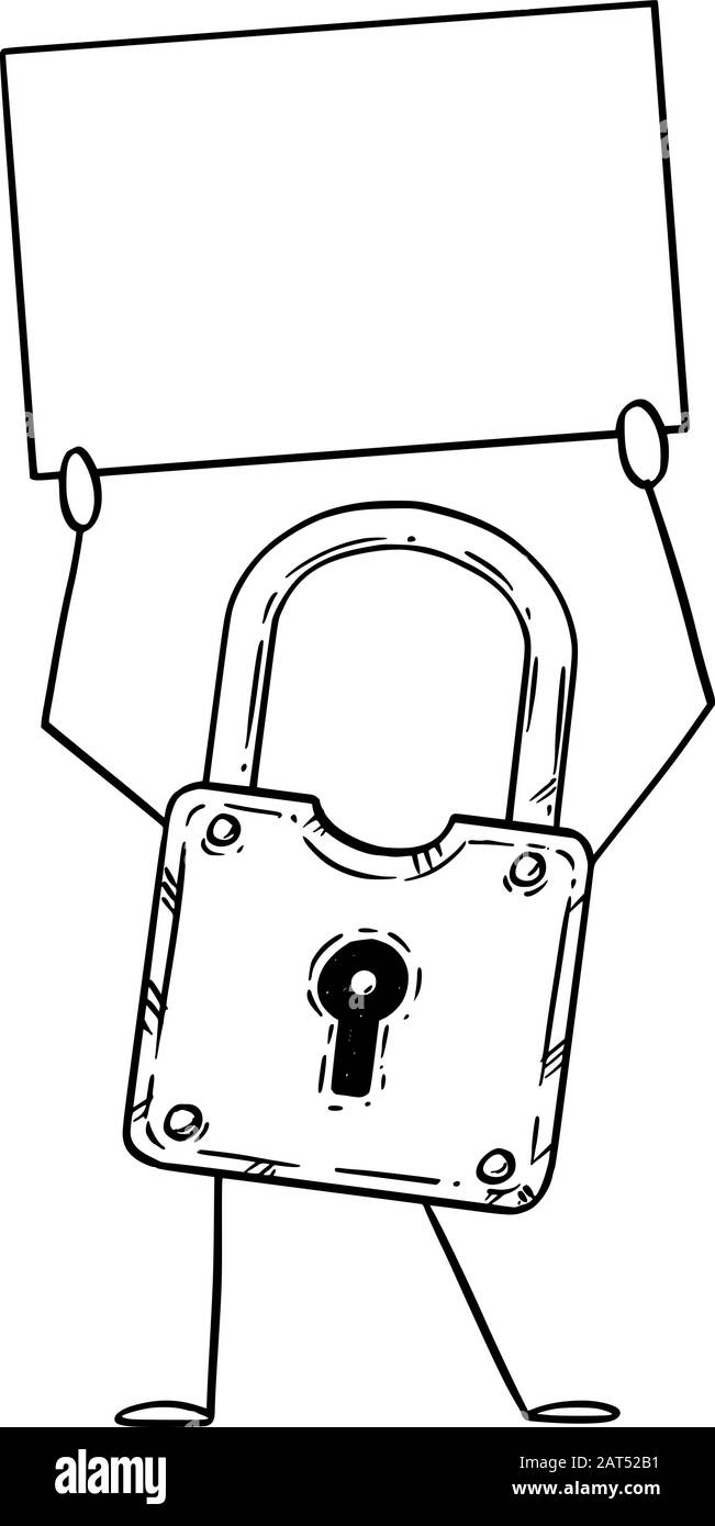 Illustration vectorielle d'un cadenas ou d'un cadenas contenant un panneau vide à la main.sécurité ou confidentialité de la publicité ou de la conception marketing. Illustration de Vecteur