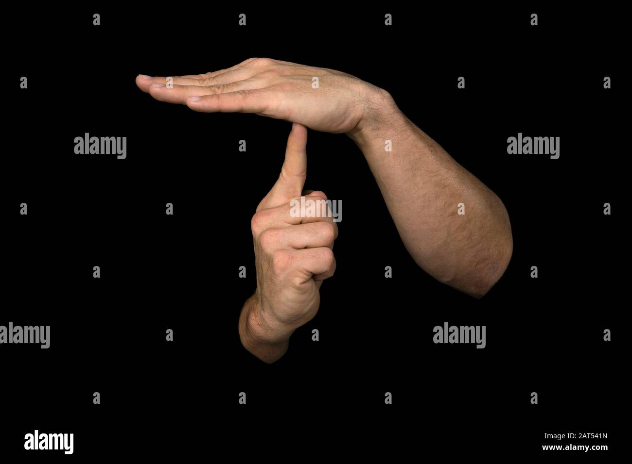 Le mot DÉPRESSION dans la langue des signes britanniques sur un fond noir isolé Banque D'Images