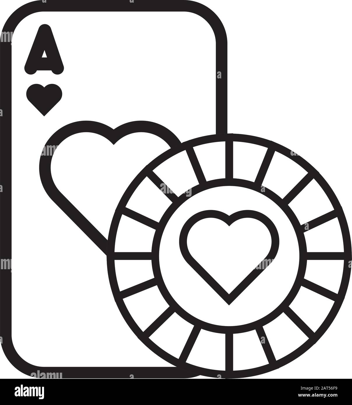 Casino poker carte puce et avec l'icône coeur isolé Illustration de Vecteur