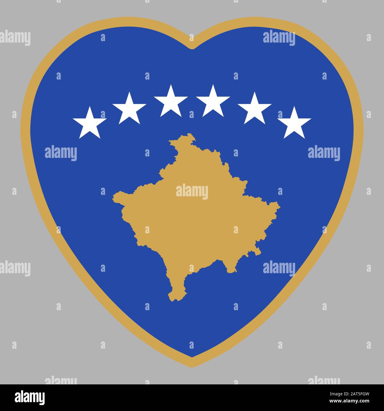 Le drapeau du Kosovo dans le vecteur de la forme du cœur Illustration de Vecteur