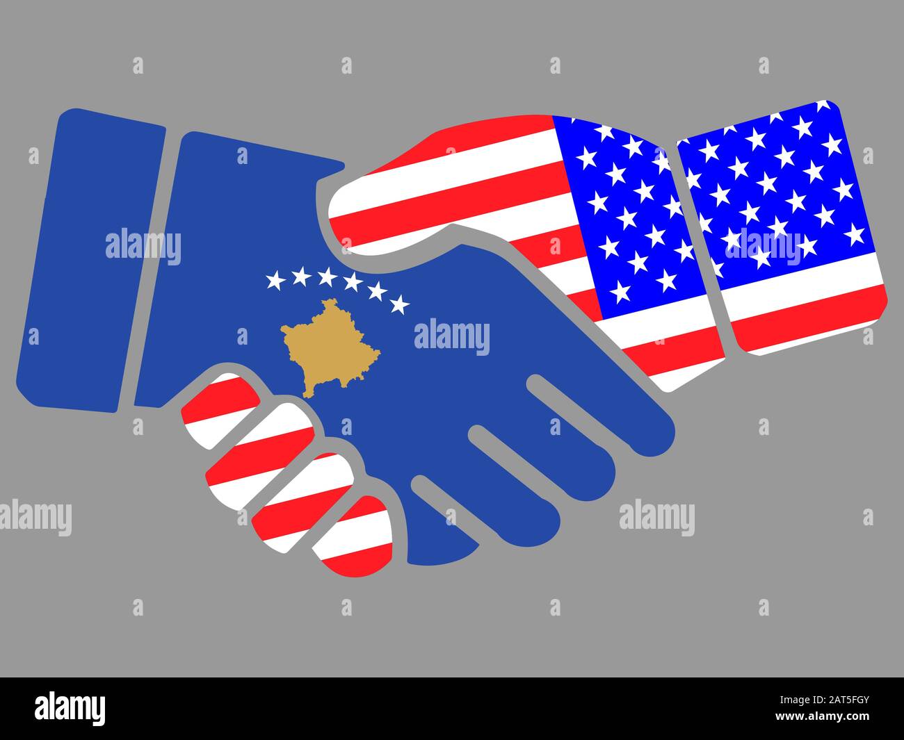 Le Kosovo et les États-Unis signalent le vecteur de poignée de main Illustration de Vecteur