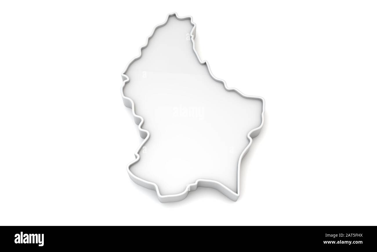 Carte simple en relief blanc du Luxembourg. Rendu 3D Banque D'Images