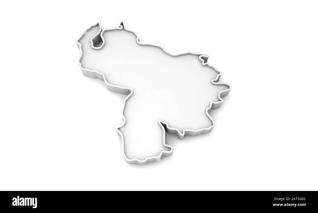 Carte simple en relief blanc du Venezuela. Rendu 3D Banque D'Images