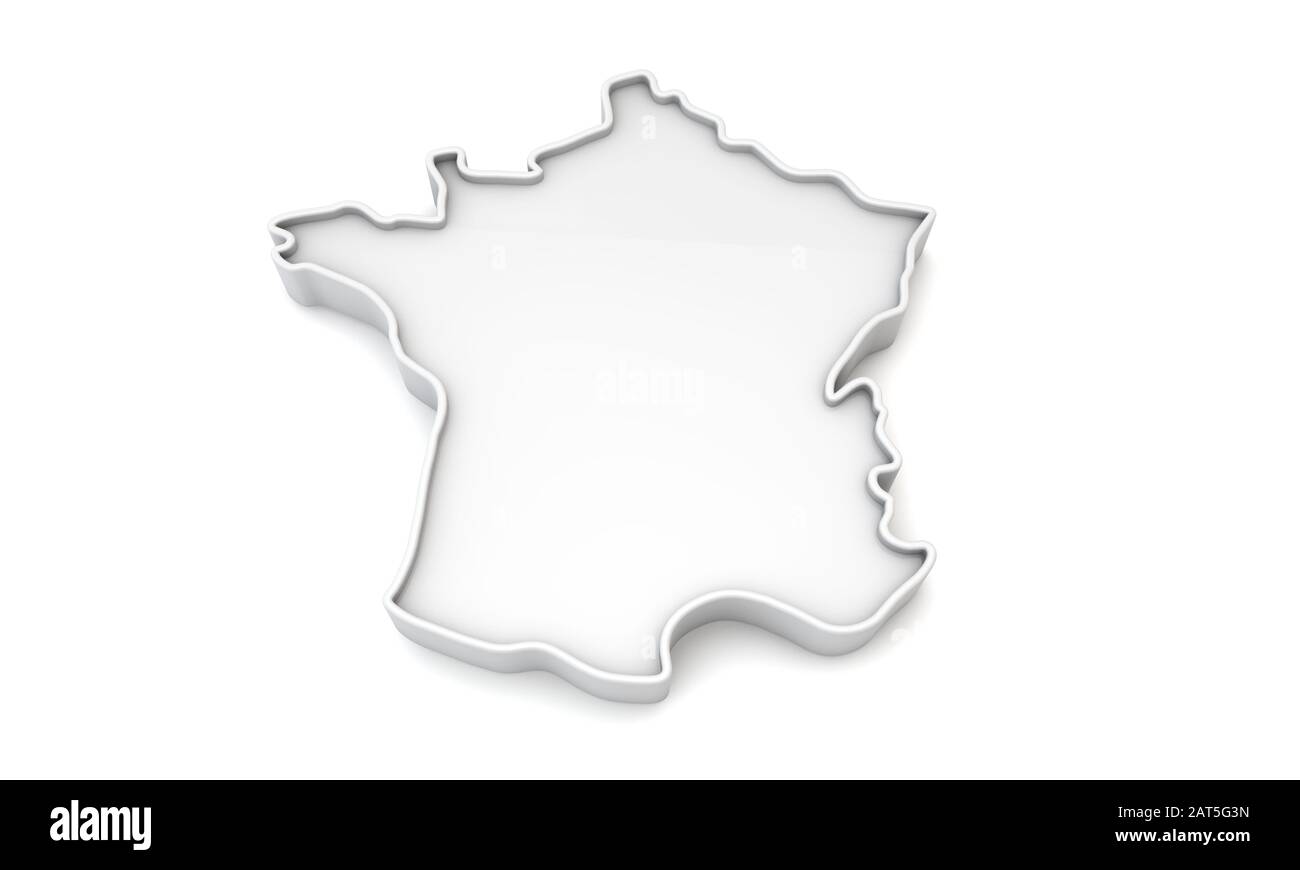 Carte simple en relief blanc de la France. Rendu 3D Photo Stock - Alamy