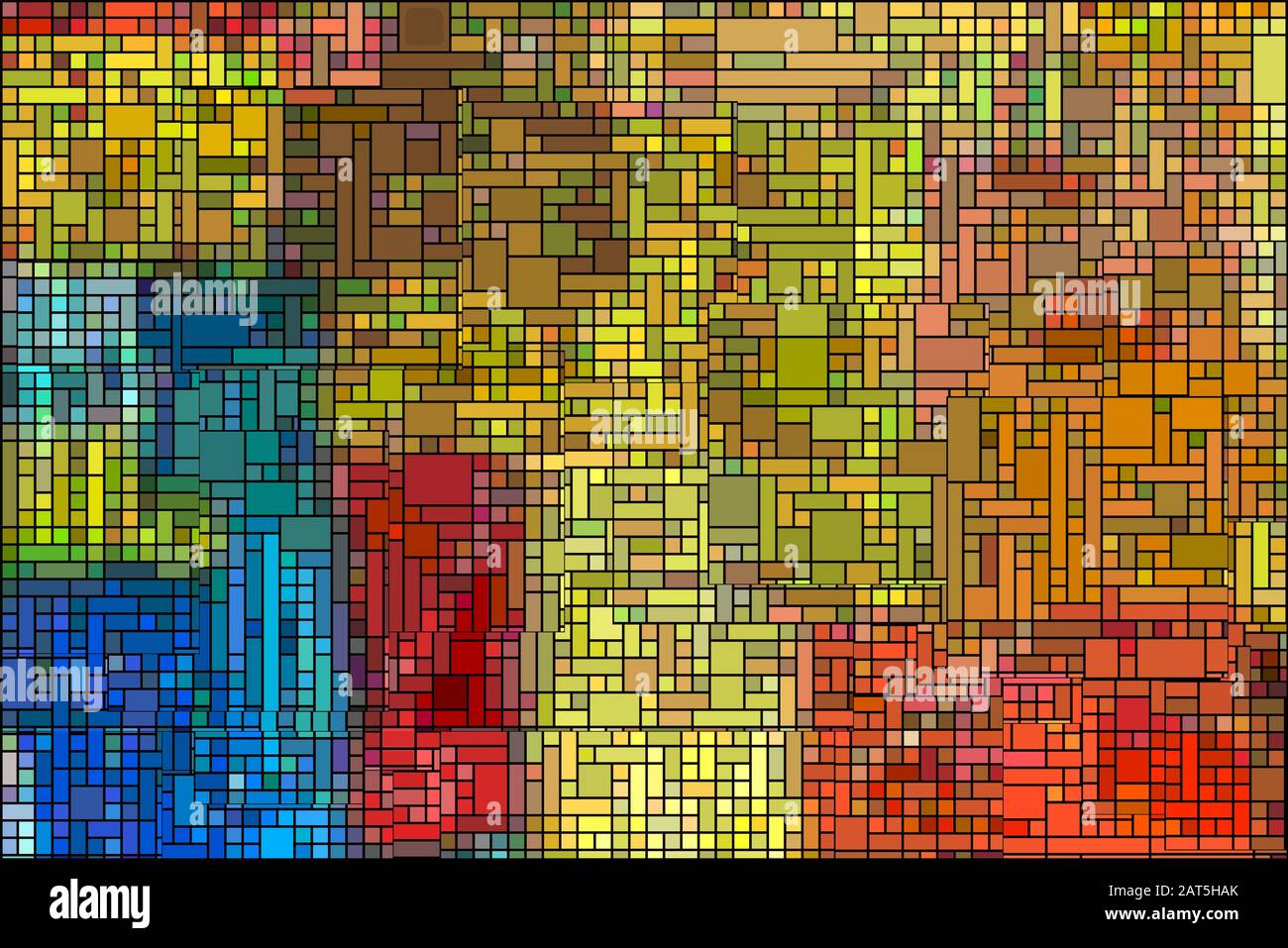 Arrière-plan abstrait pop art avec texture de carrés multicolores de différentes tailles. Illustration de Vecteur