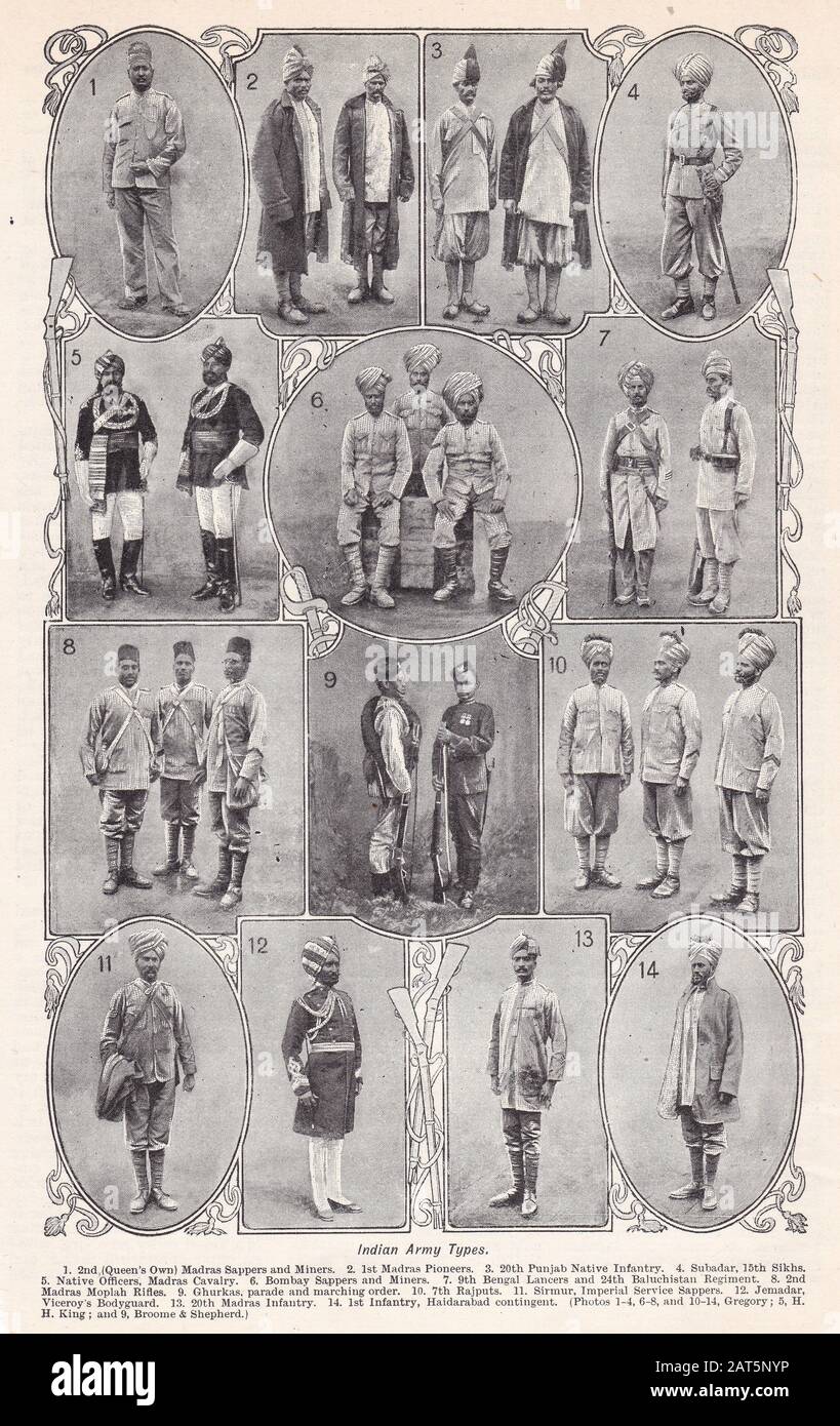 Photos anciennes / photos De Types de l'Armée indienne Banque D'Images