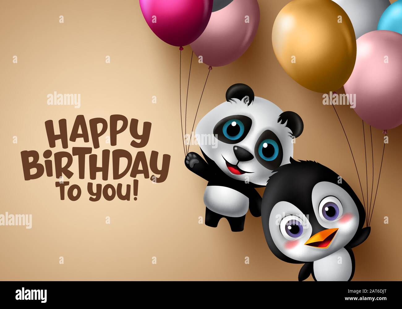 Joyeux Anniversaire Animal Enfants Vecteur Banniere Joyeux Anniversaire Animal Enfants Fete Avec Des Panda Volants Et Des Personnages D Animaux De Pingouin Tenant Des Ballons Colores Image Vectorielle Stock Alamy