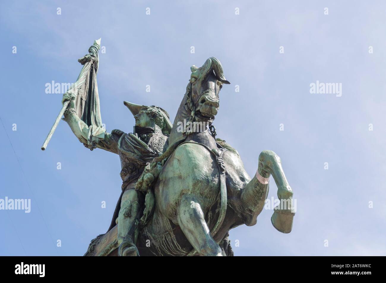 Général Manuel Belgrano, monument équestre en bronze situé sur la Plaza de Mayo, place principale de Buenos Aires, Argentine Banque D'Images