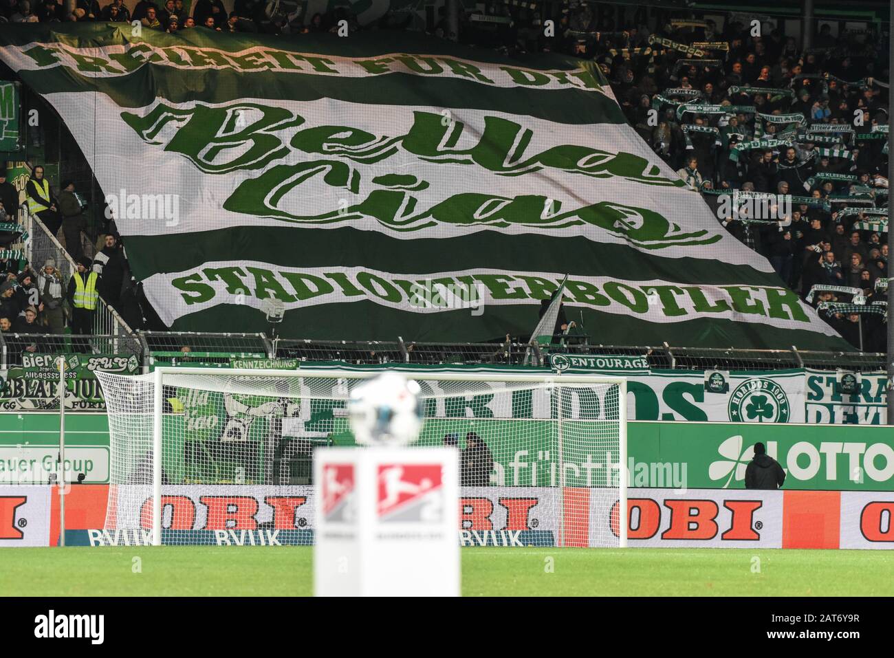 Deutschland, Fuerth, Sportpark Ronhof Thomas Sommer - 28.01.2020 - Fussball, 2.Bundesliga - Spvgg Greuther Fuerth Vs. St. Pauli Image: The 'Kleeblatt Banque D'Images
