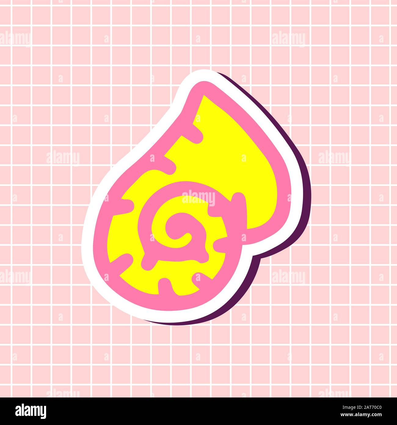 Joli autocollant jaune et rose sur fond texturé. Signe élément girly. Illustration vectorielle en style dessin animé. Clip art I lumineux Illustration de Vecteur