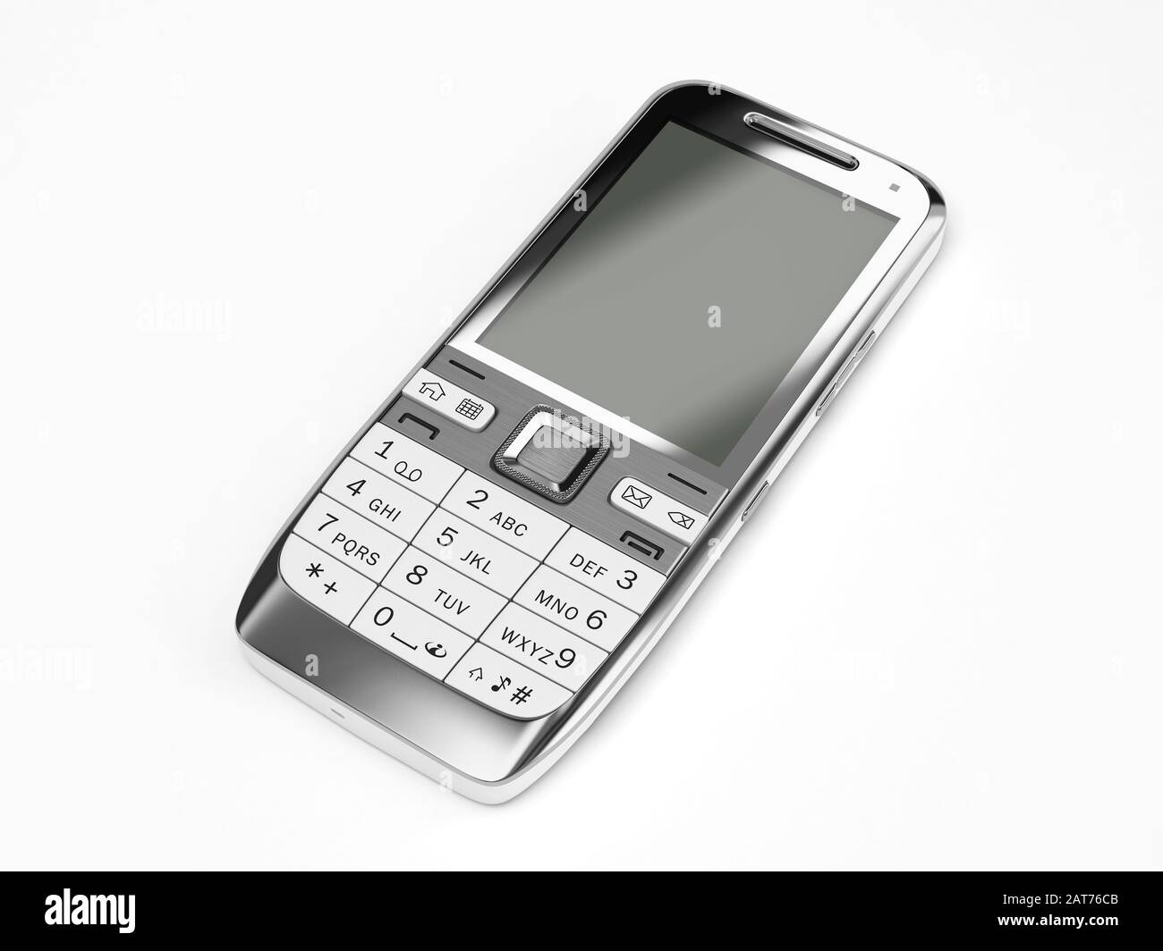 Un téléphone portable sur fond blanc Banque D'Images