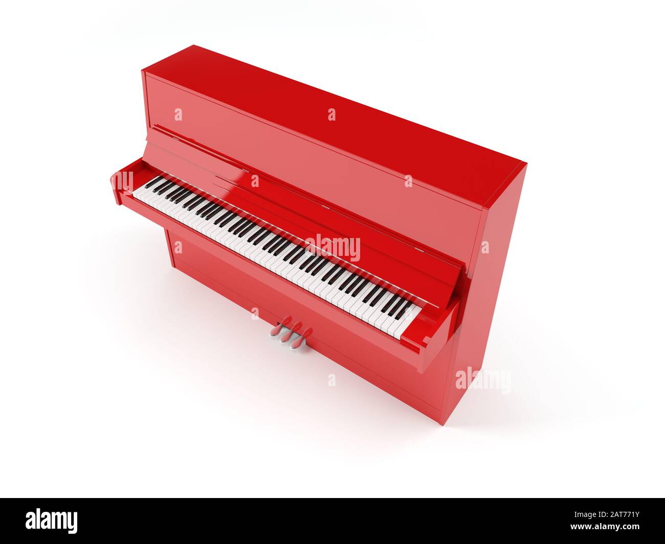 Piano droit classique rouge isolated on white Photo Stock - Alamy