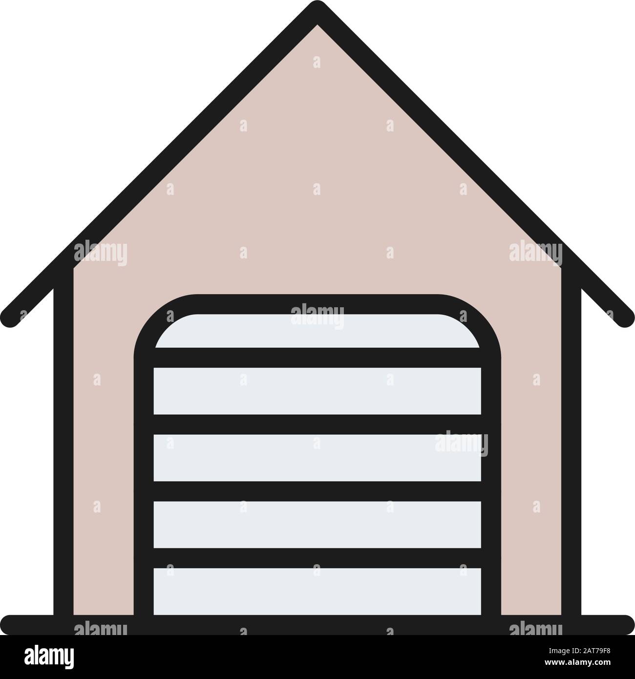 Garage de voiture avec porte de volet à galet icône ligne de couleur plate. Illustration de Vecteur