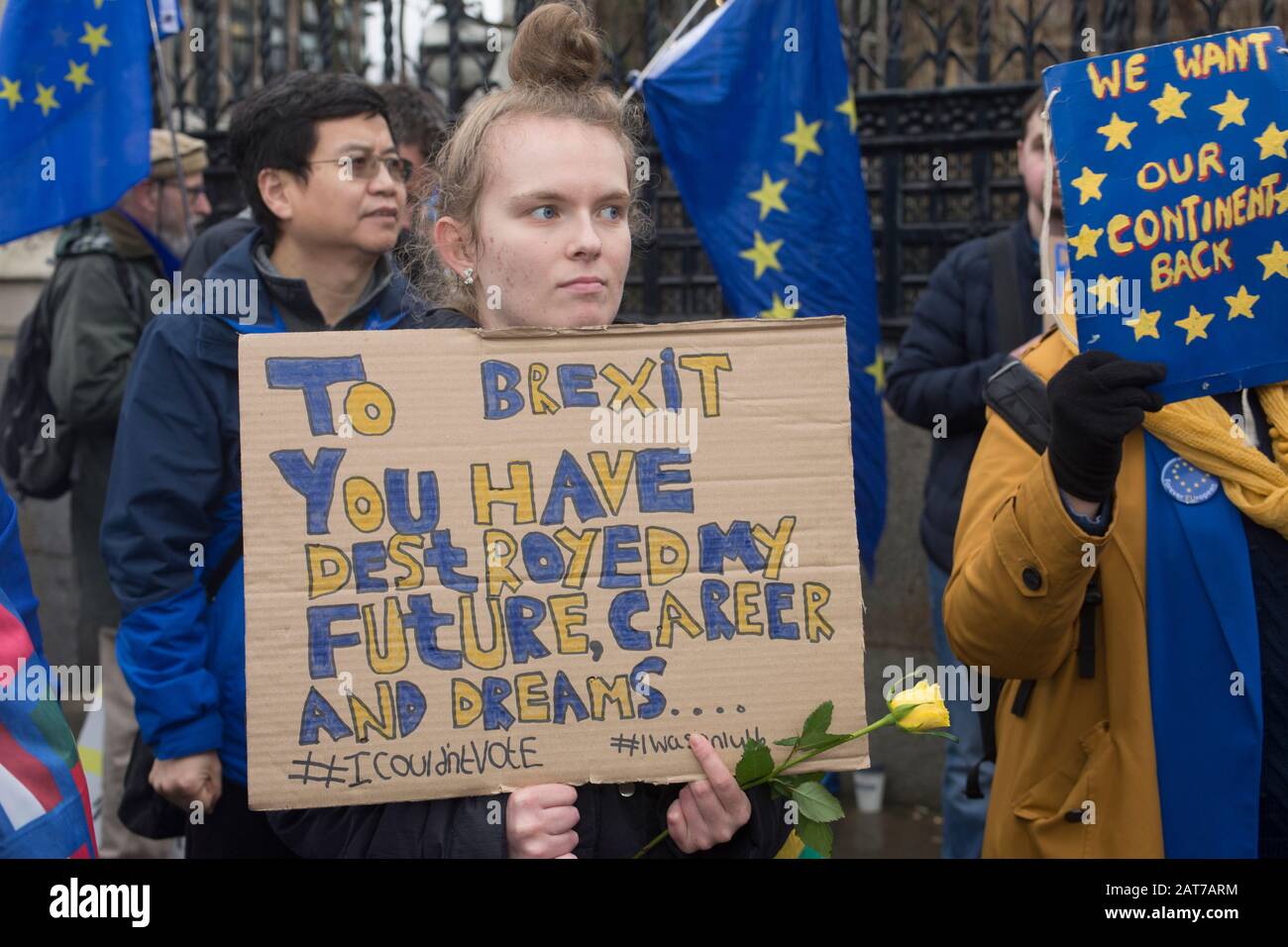 30 janvier 2020 - les Chambres du Parlement, Londres, Royaume-Uni - Ont Protesté le dernier jour complet de l'adhésion du Royaume-Uni à l'UE, SODEM (Stand of Defiance, European Movem Banque D'Images