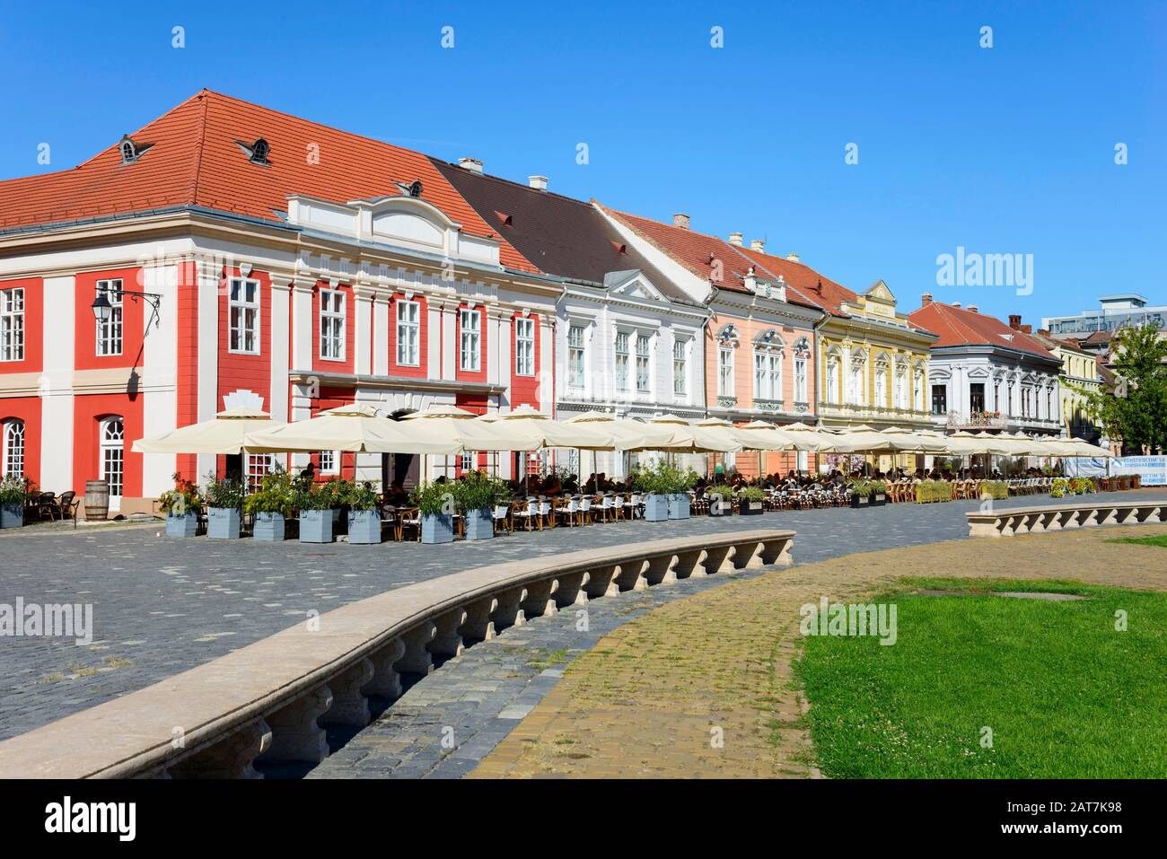 Maisons sur la place de l'Association, Timisoara, Banat, Roumanie Banque D'Images