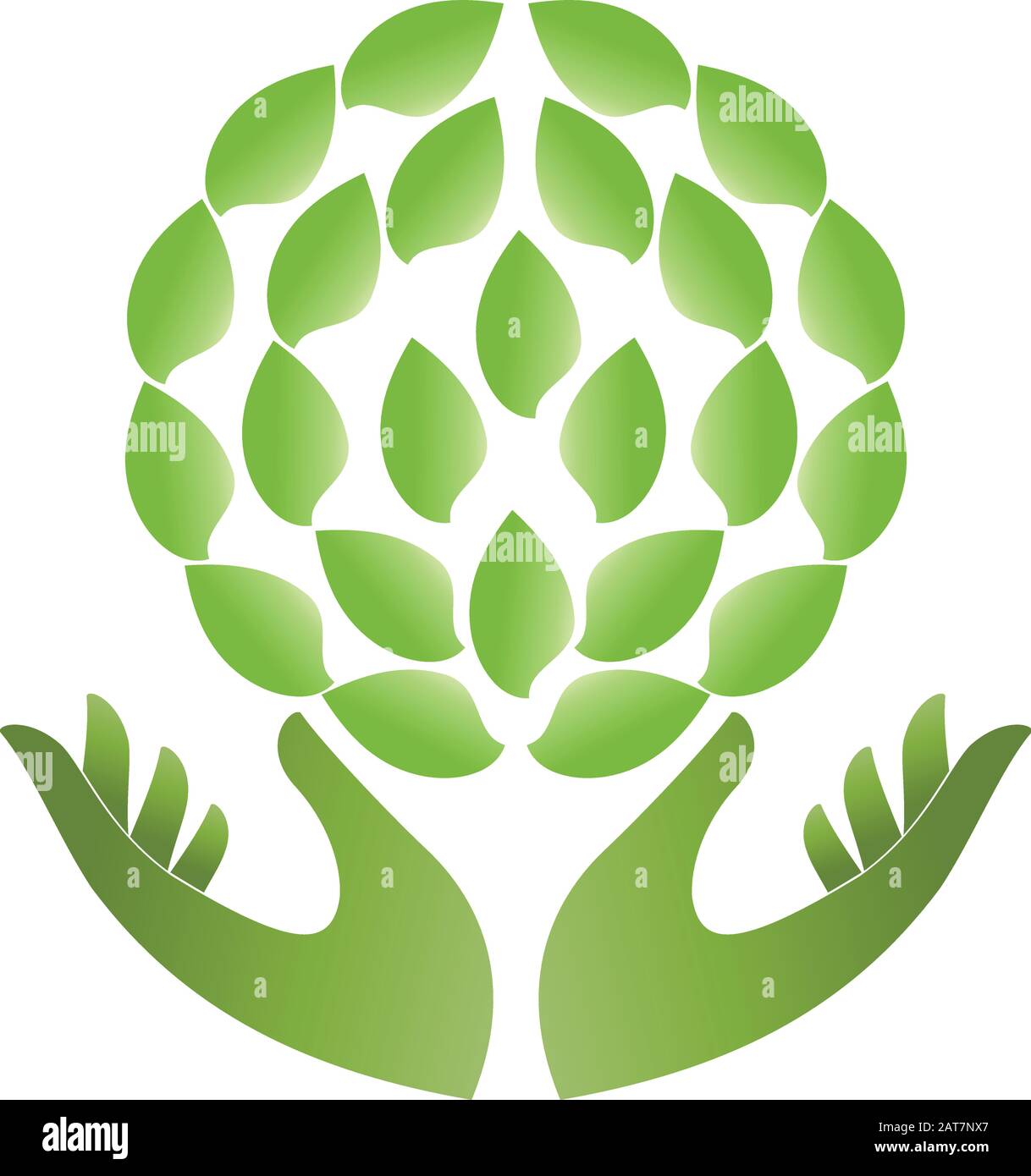 Mains, feuilles, bien-être, naturopath, vegan, logo Illustration de Vecteur