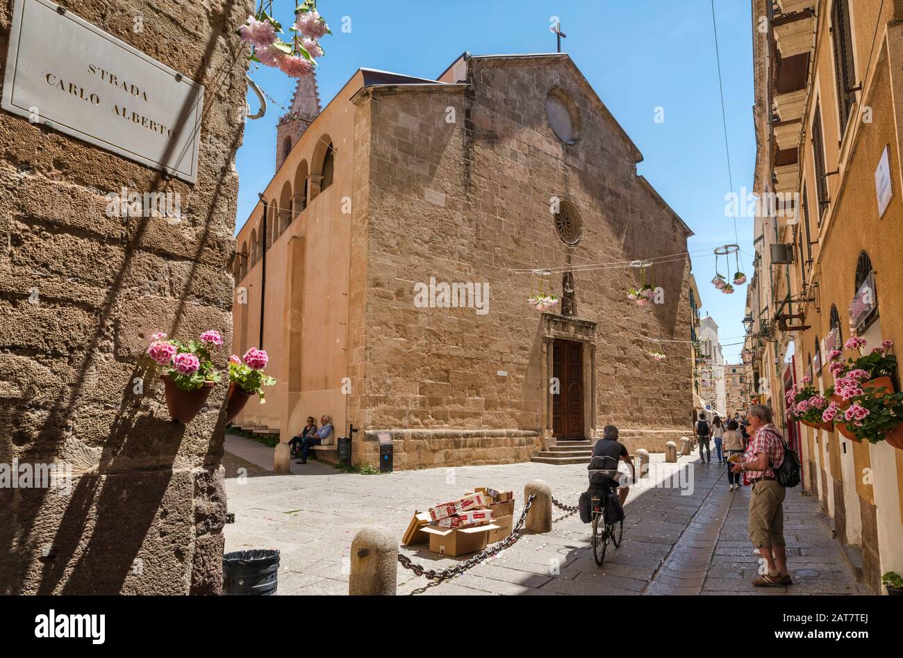 Chiesa di San Francesco, 15ème siècle, église de style gothique, sur Via Carlo Alberto à Alghero, province de Sassari, Sardaigne, Italie Banque D'Images