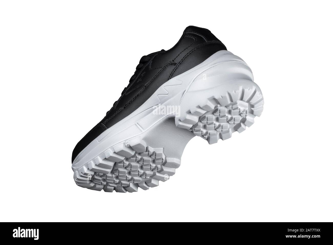 Sneaker noire avec semelle blanche. Chaussures de sport Photo Stock - Alamy