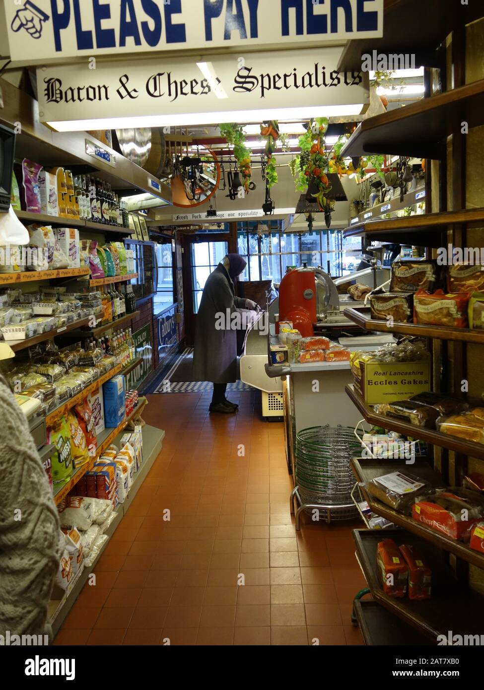 Le magasin traditionnel de bouchers à Nantwich, en Angleterre Banque D'Images