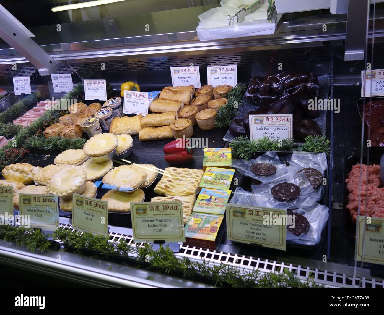 Le magasin traditionnel de bouchers à Nantwich, en Angleterre Banque D'Images