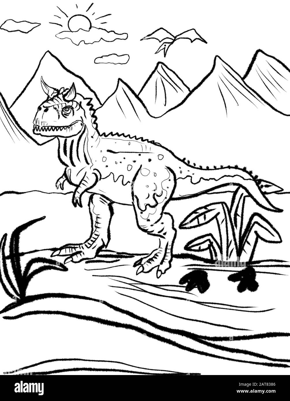 Dessin de la ligne des dinosaures Banque D'Images