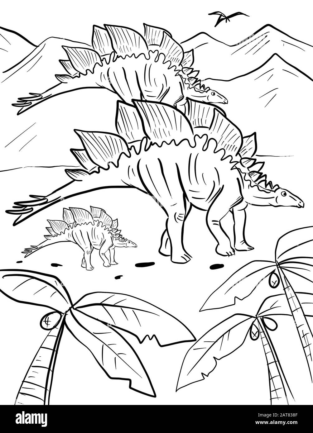 Dessin de la ligne des dinosaures Banque D'Images