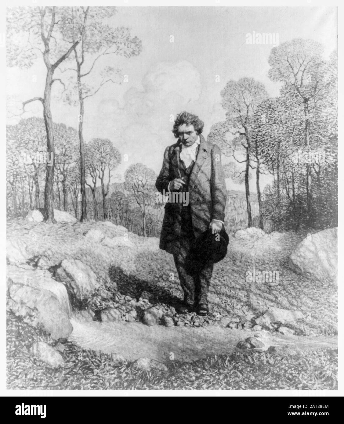 Ludwig van Beethoven (1770-1827) lors d'une promenade dans la campagne, imprimé après une peinture de NC Wyeth, 1918 Banque D'Images