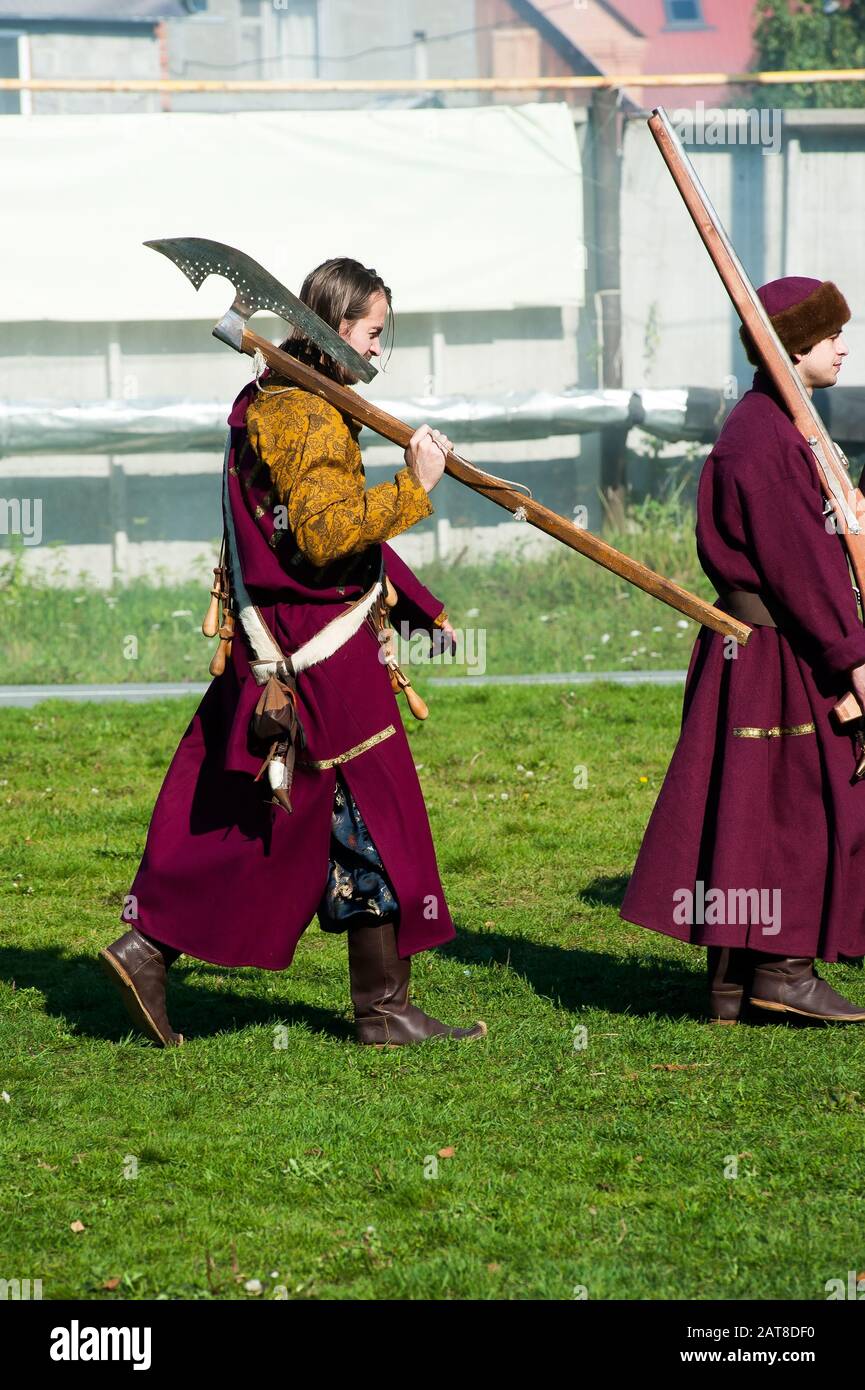 Reenactors en uniforme de l'armée russe du XVIIIe siècle Banque D'Images