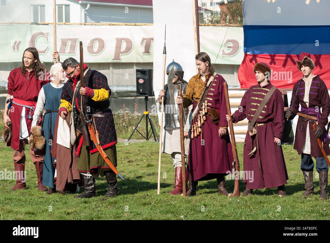 Reenactors en uniforme de l'armée russe du XVIIIe siècle Banque D'Images