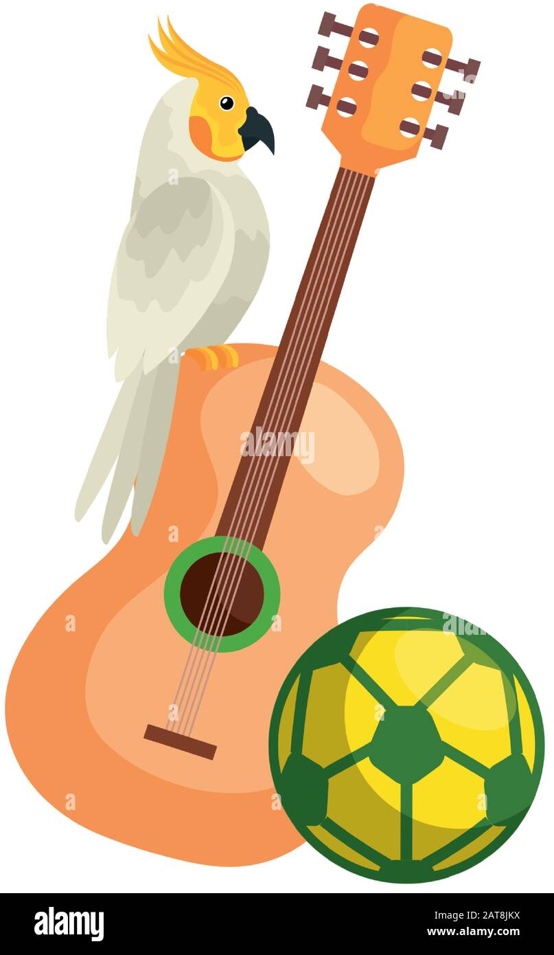 guitare avec perroquet et ballon de football Image Vectorielle Stock - Alamy