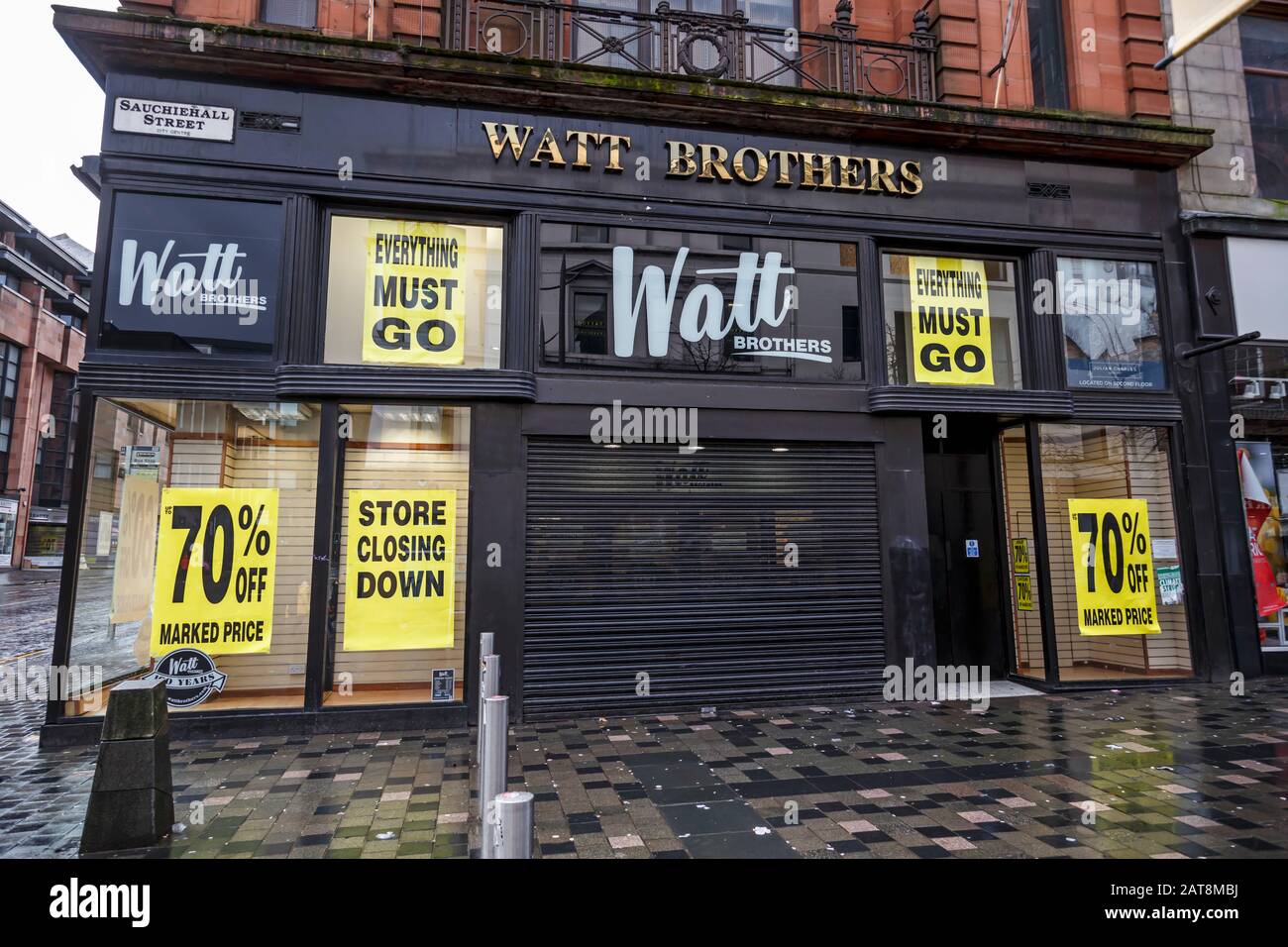 Ce magasin est fermé définitivement. Watt Brothers Department store Glasgow sur Sauchiehall Street, Écosse, Royaume-Uni. Banque D'Images