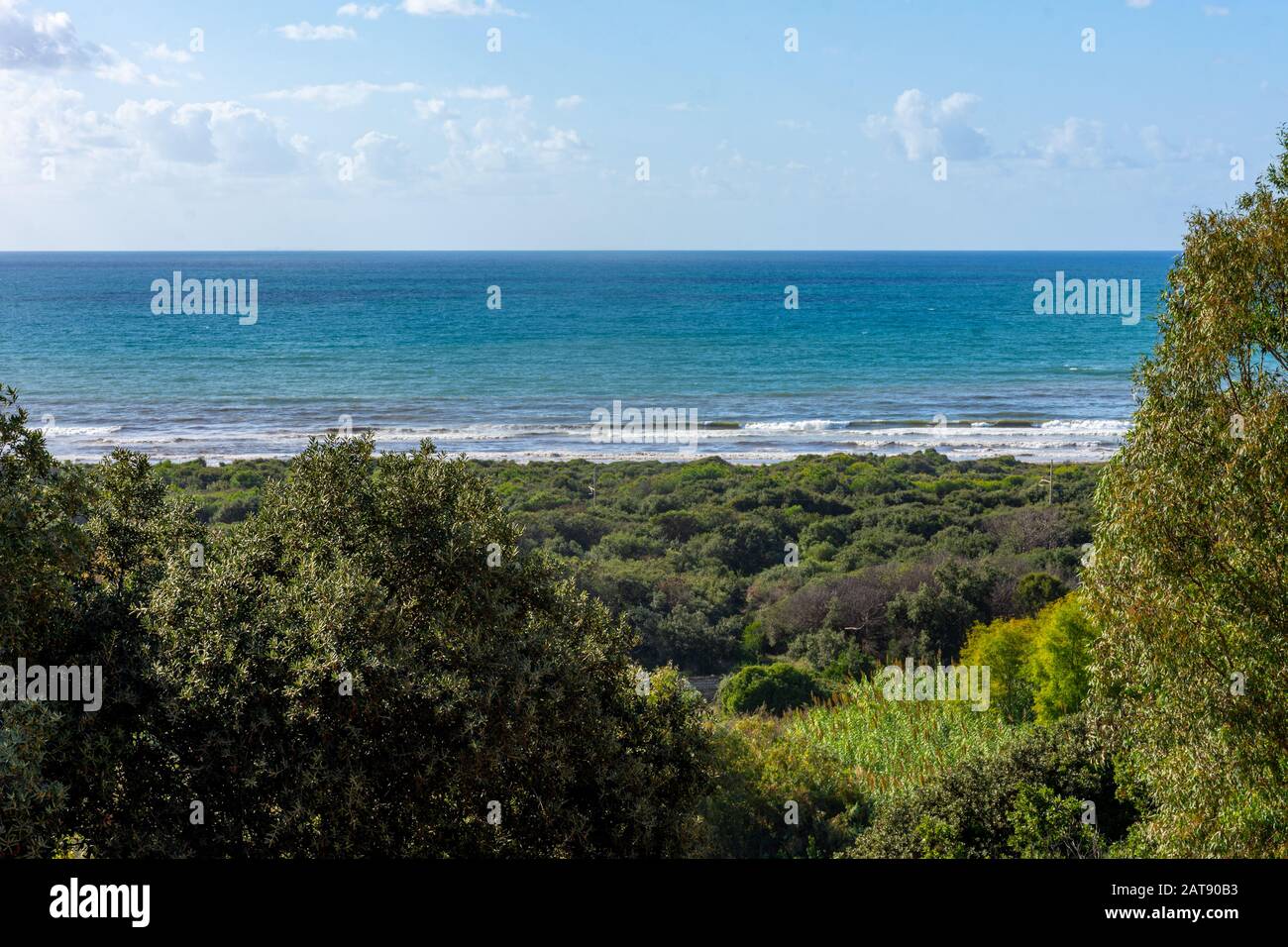 Italie, Cuma, vue sur la côte de sable Banque D'Images