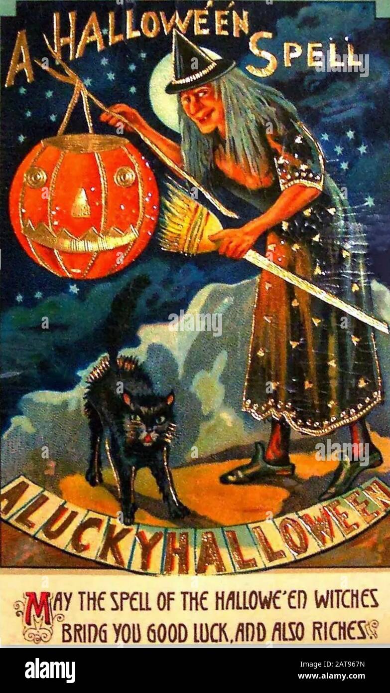 Carte de vœux Halloween américaine vers 1910 Banque D'Images