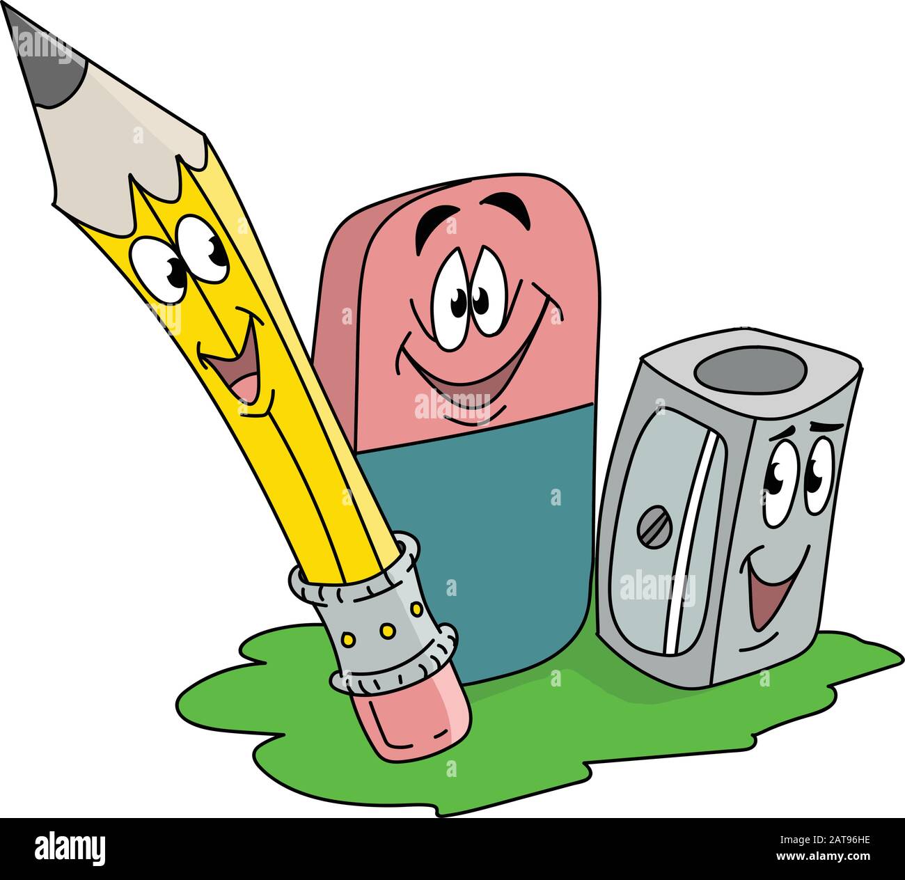 Un Crayon De Dessin Anime Une Gomme Et Une Illustration Vectorielle Plus Nette Et Plus Souriante Image Vectorielle Stock Alamy