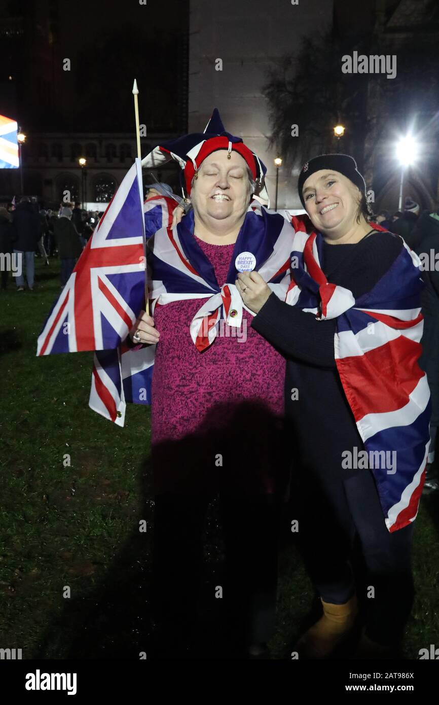 Londres, Royaume-Uni. 31 janvier 2020. Les Londoniens se réunissent à Westminster pour les dernières heures de l'adhésion de la Grande-Bretagne à l'UE. À 11h00, le Brexit devient réalité. Crédit: Uwe Deffner/Alay Live News Banque D'Images