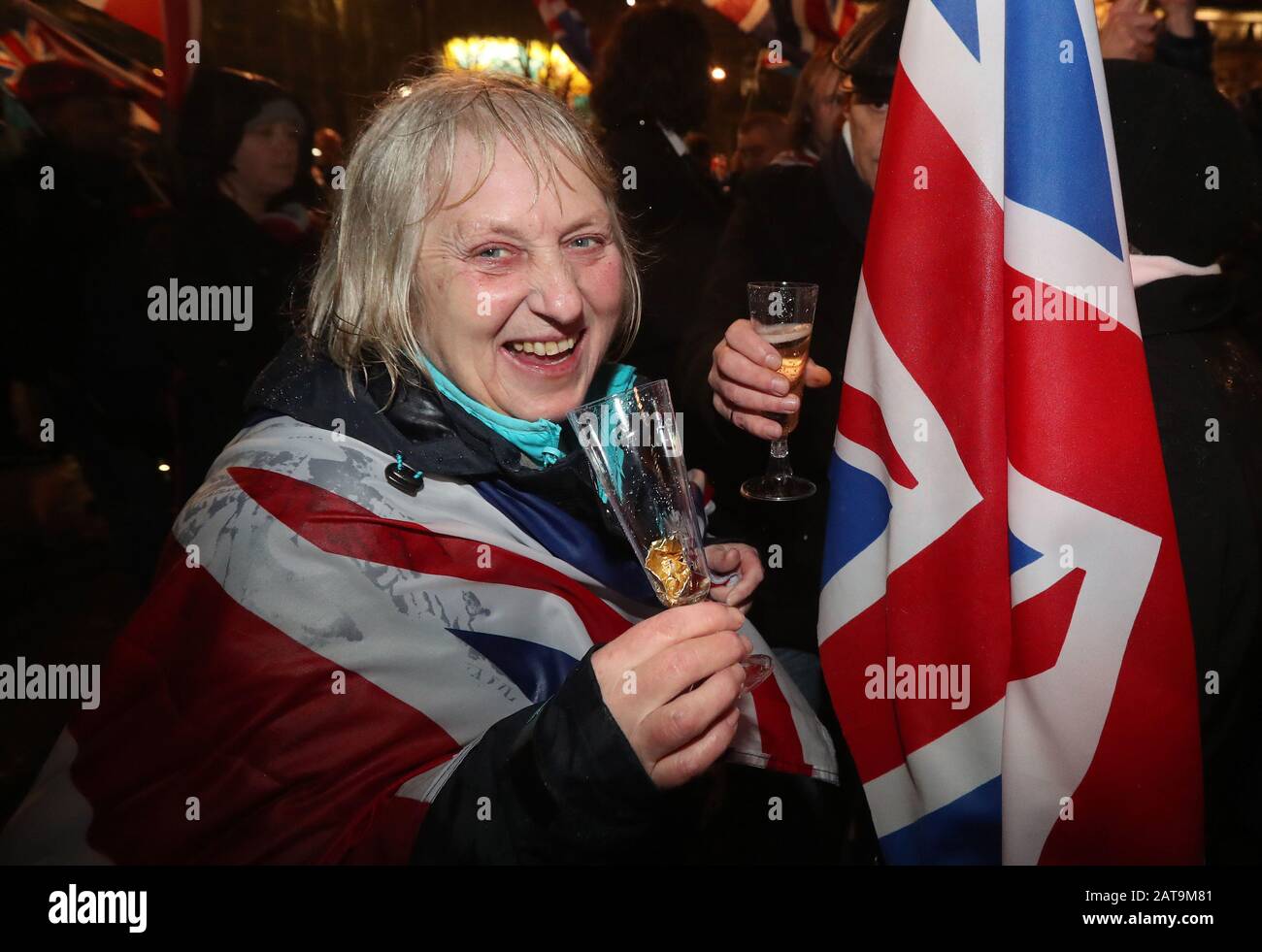 Les partisans du Pro-Brexit se réunissent à George Square, à Glasgow, alors que le Royaume-Uni se prépare à quitter l'Union européenne, mettant fin à 47 ans de liens étroits et parfois inconfortables avec Bruxelles. Photo PA. Date De L'Image: Vendredi 31 Janvier 2020. Voir l'histoire de PA POLITIQUE Brexit. Crédit photo devrait lire: Andrew Milligan/PA Fil Banque D'Images