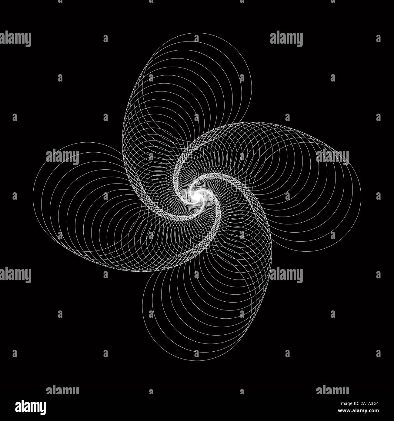 Vecteur Wavy Twirl annulaire Rosette - Elément graphique - Generative Art Illustration de Vecteur