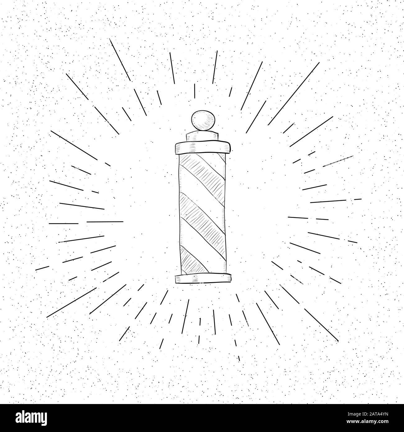 Dessin à la main symbole du salon de coiffure - Pole à rayures vintage - Doodle Vector Hatch icône Illustration de Vecteur