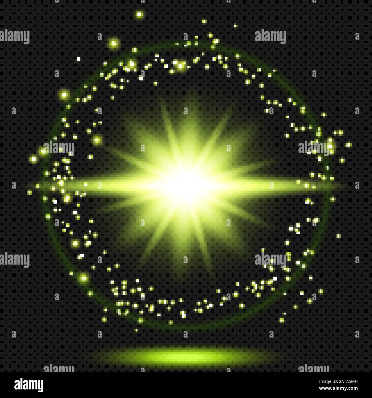 Green Shine Starburst Flare Flash avec effet Halo et Sparks sur fond transparent - Vector Radiant Supernova Sparkle Illustration de Vecteur