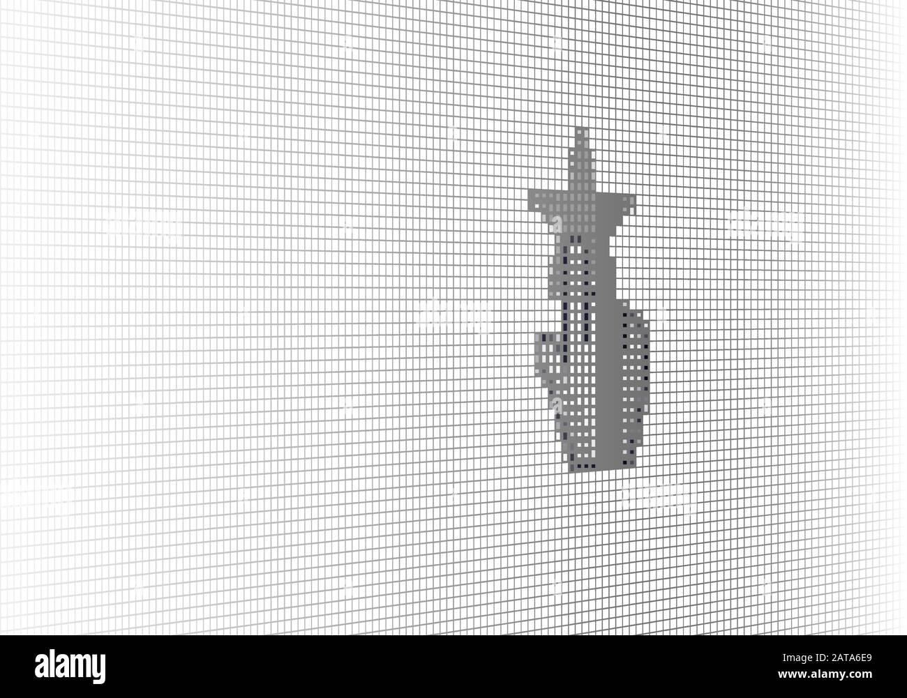 Gros Plan Curseur À La Main Et Site Rating Star Sur L'Écran Lcd De L'Ordinateur Arrière-Plan Pixel - Vector Macro Image Digital Concept Illustration de Vecteur