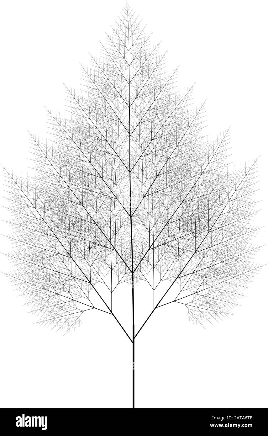 Ordinateur Vectoriel Plat Généré Système L Auto-Similaire Arbre De Branchement Fractal - Generative Art Illustration de Vecteur