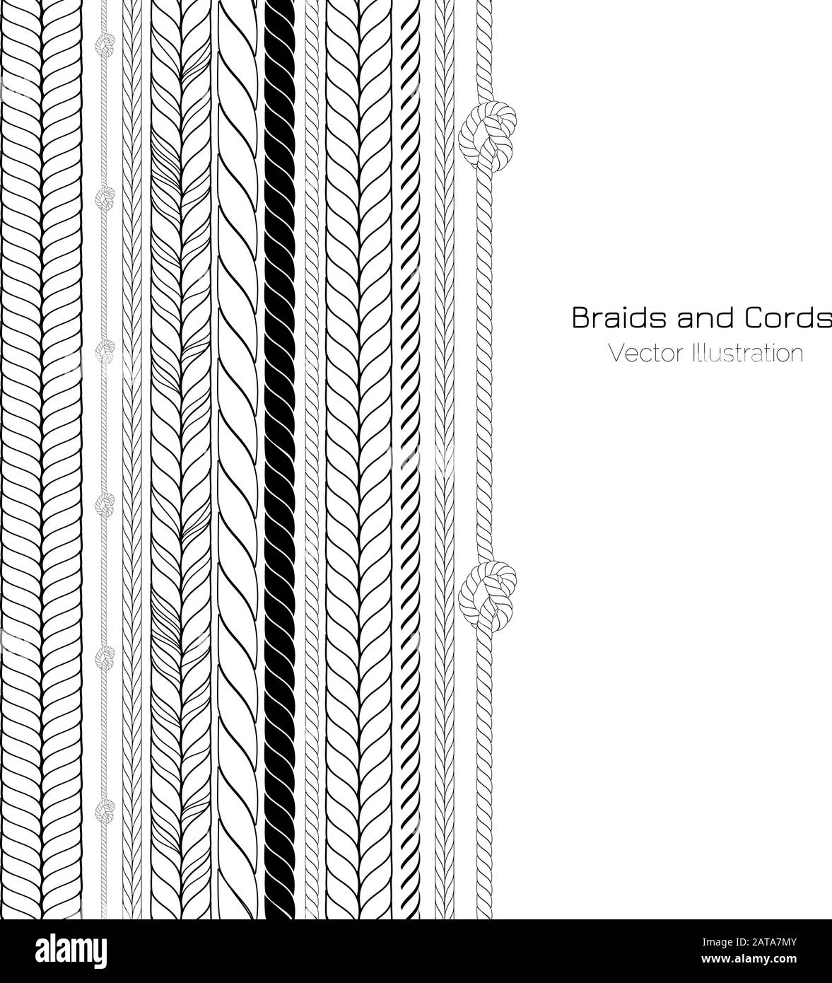 Vector Black And White Braid And Cords Background - Simple Ras Template For Design Project Illustration de Vecteur