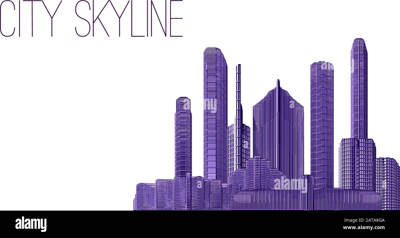 City Skyline - Bâtiments, Gratte-Ciel, Appartement, Composition Architecturale - Paysage Urbain Illustration de Vecteur
