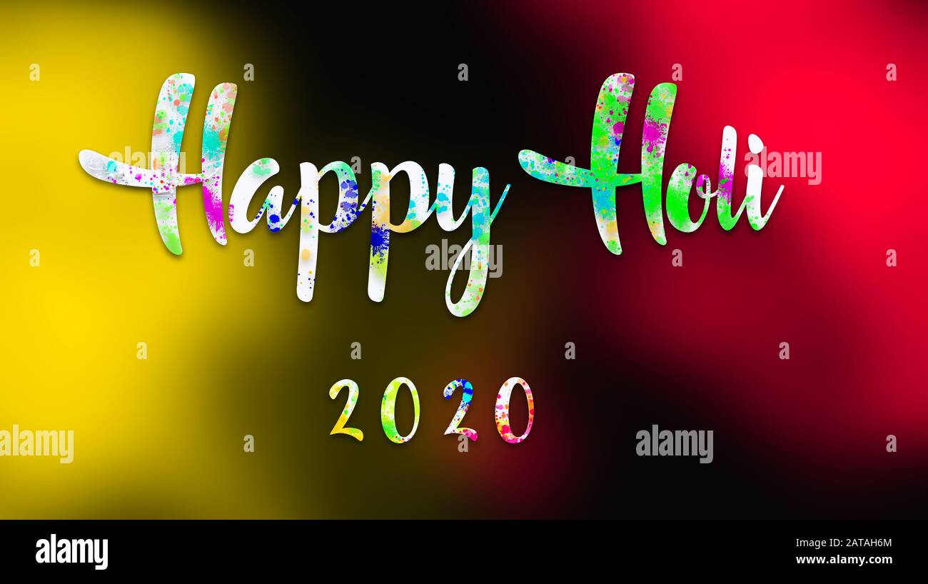 Happy holi 2020.Happy holi texte contexte. Banque D'Images