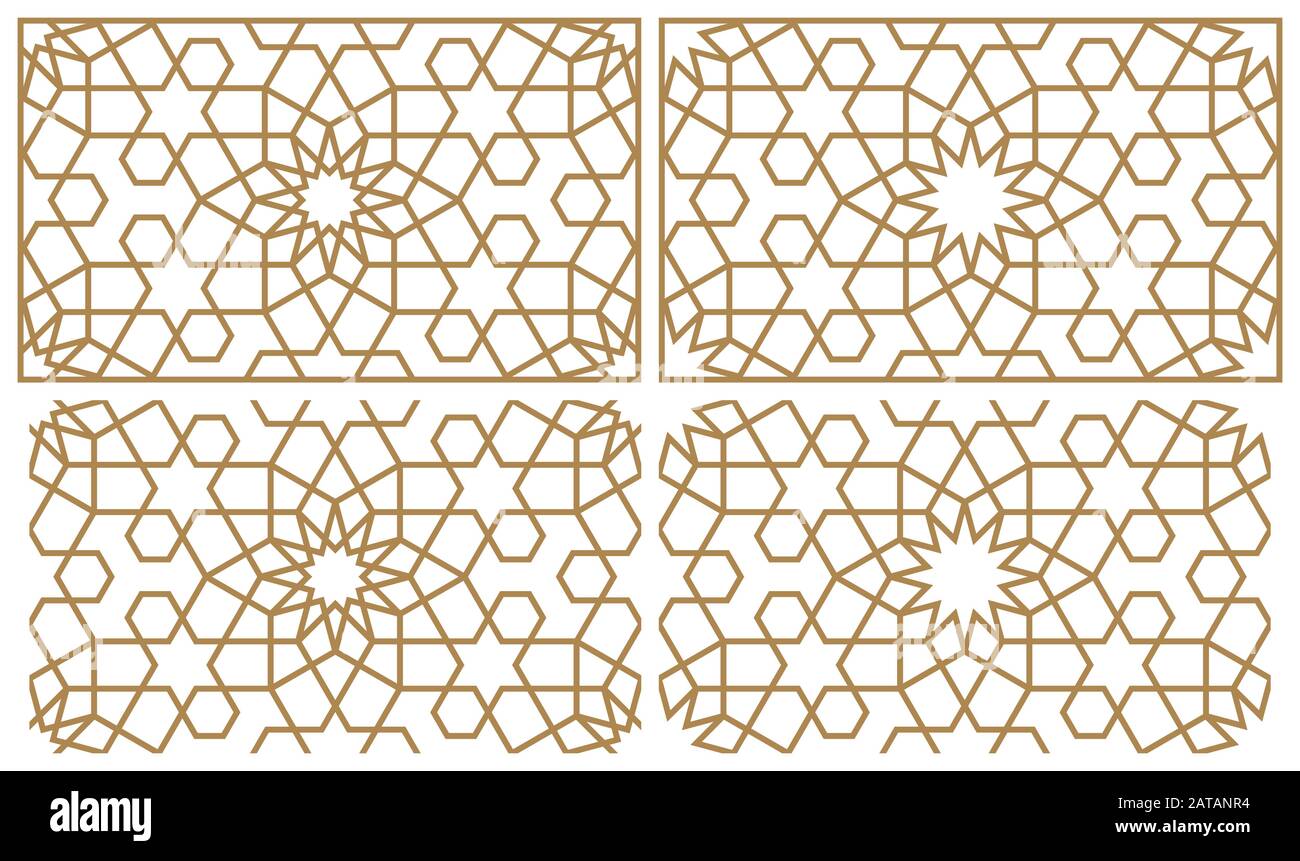 Ornement géométrique sans couture basé sur art arabe traditionnel.Deux versions de l'ornement et le motif dans le cadre et juste un motif pour le produit de ré Illustration de Vecteur