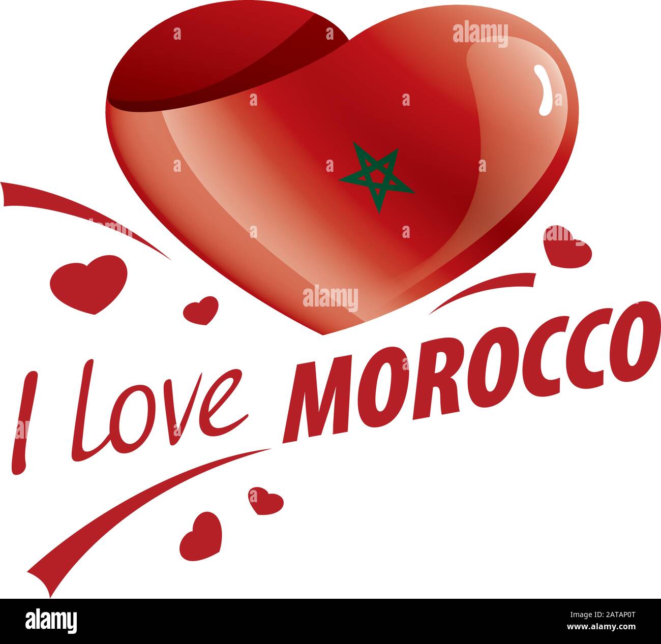 Drapeau national du Maroc en forme de coeur et l'inscription J'aime le Maroc. Illustration vectorielle Illustration de Vecteur