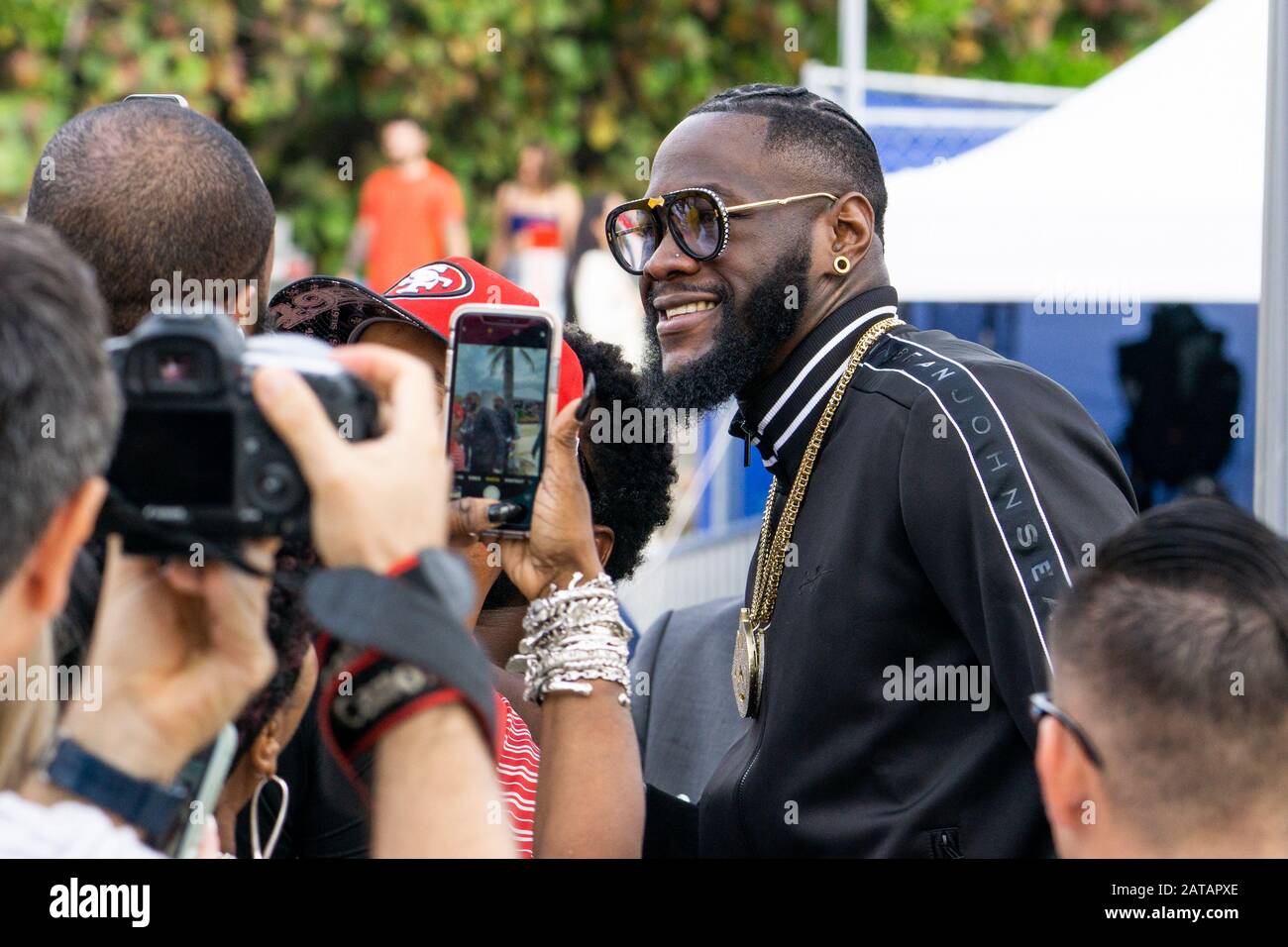 Miami Beach, Floride, États-Unis. 31 janvier 2020. WBC Heavy Weight Bowing Champion Deontay Wilder au Super Bowl LIV Experience à Miami Beach, FL 31 janvier 2020. Crédit: Mpi140/Media Punch/Alay Live News Banque D'Images