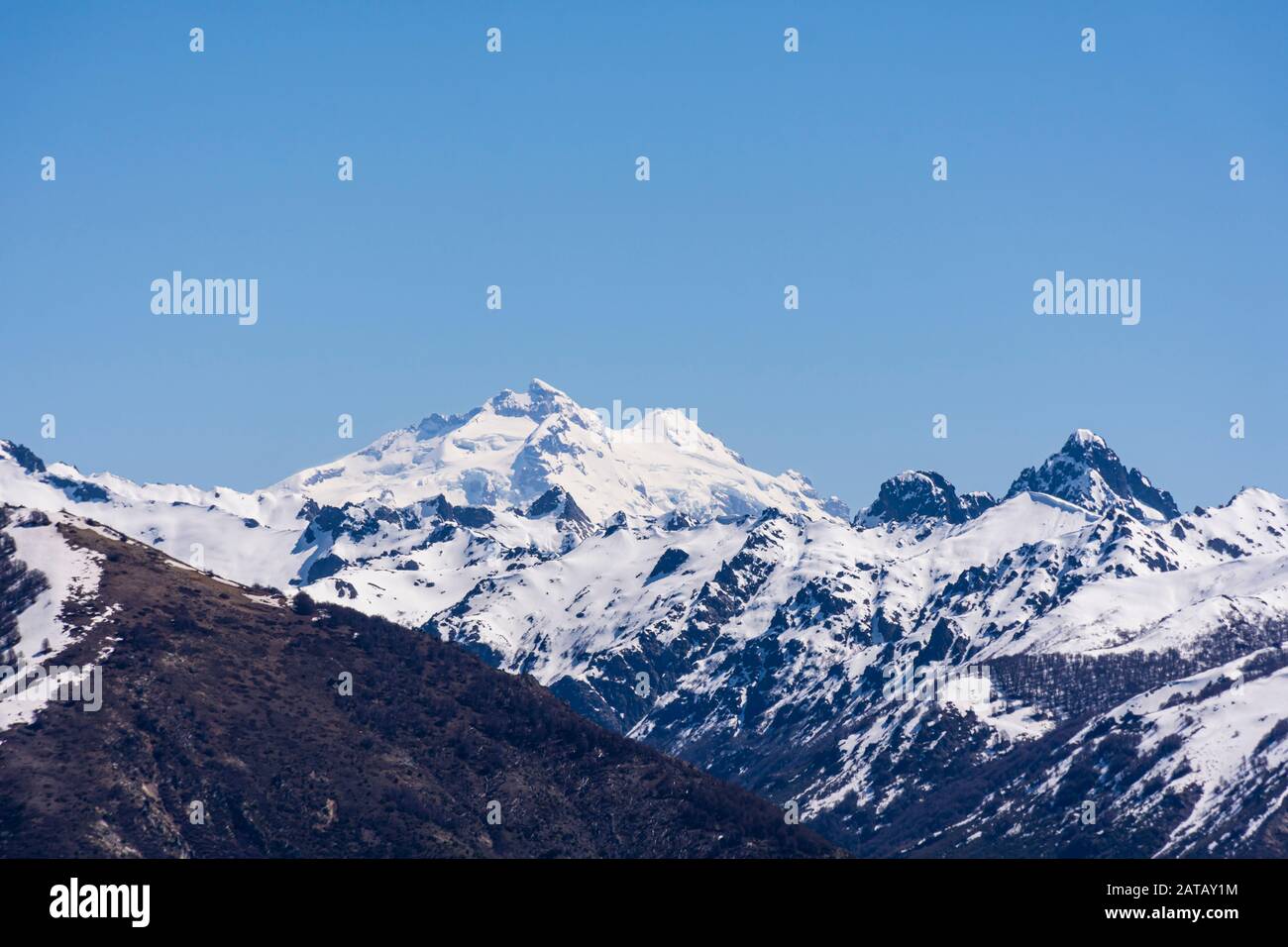 Vue sur la scène du Mont Tronador et de ses glaciers à Bariloche, Patagonie, Argentine Banque D'Images