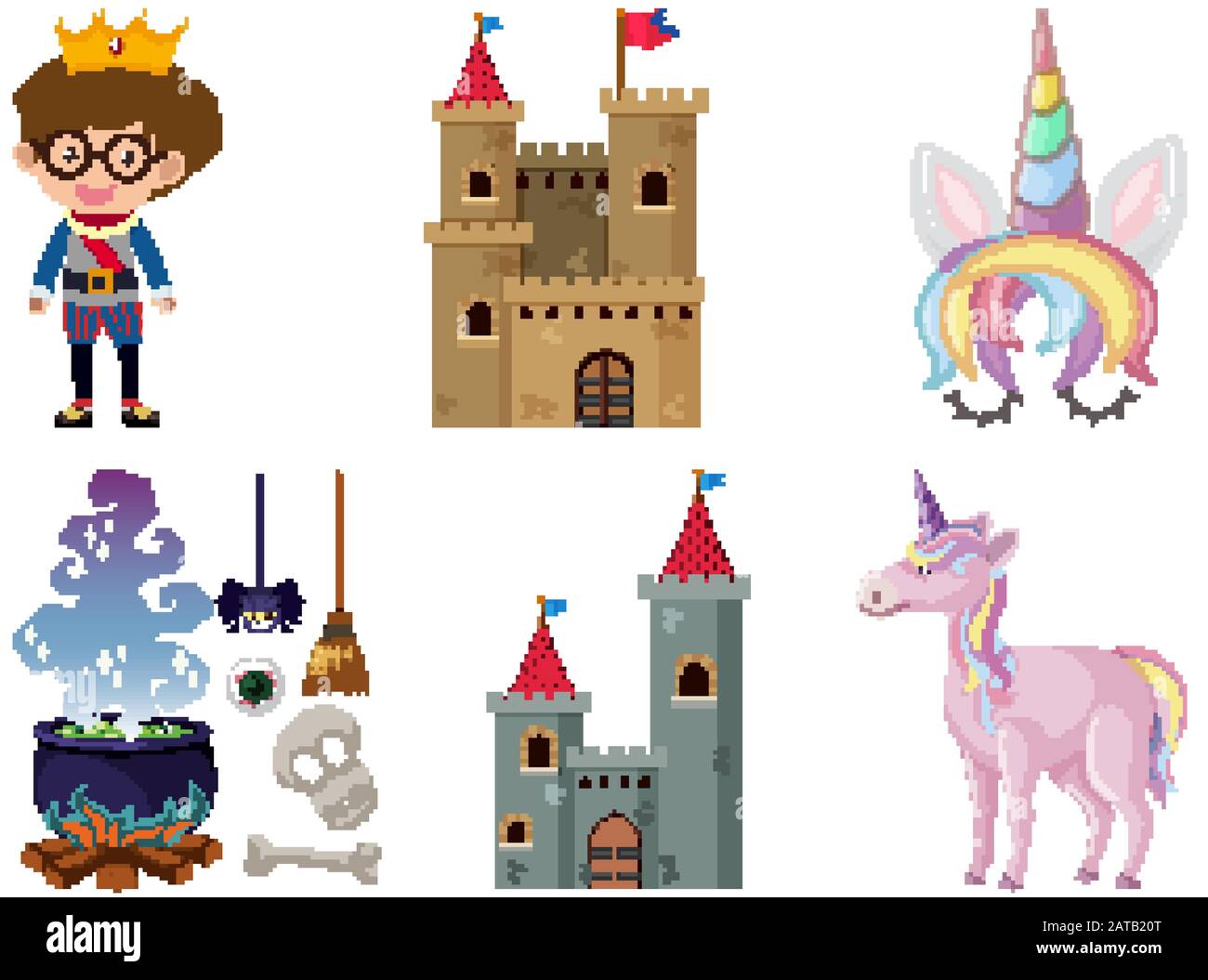 Ensemble d'objets isolés contes thème illustration Illustration de Vecteur